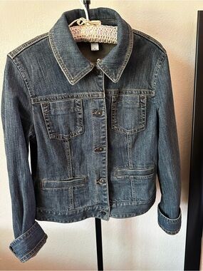 LOFT Dark Blue Denim Jacket with Chest Pockets
